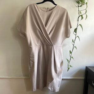 Asos light grey cap-sleeve sheath dress